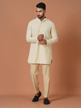 Short Kurta With Pant in Beige Color