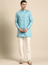Classic Blue Cotton Kurta Set