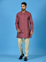 Designer Maroon Silk Short Kurta With Pant