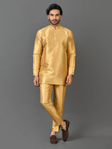 Designer Yellow Silk Short Kurta