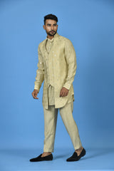 Designer Kurta Jacket Set In Beige
