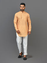 Designer Yellow Silk Short Kurta