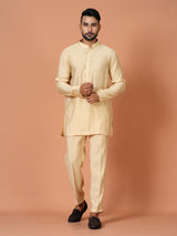 Short Kurta With Pant in Beige Color