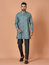 Designer Blue Silk Short Kurta