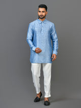 Designer Blue Satin Short Kurta