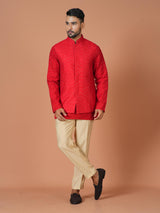 Kurta Jacket Set in Red Colour