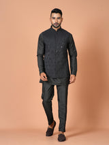 Kurta Jacket Set in Black Colour