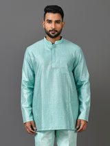 Designer Blue Cotton Blend Short Kurta