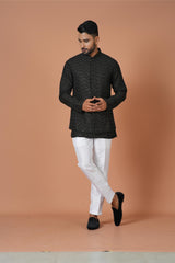 Kurta Jacket Set in Black Colour
