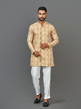 Designer Yellow Satin Short Kurta