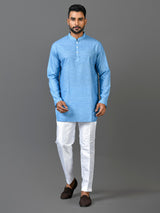 Designer Blue Satin Short Kurta
