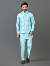 Kurta Jacket Set in Blue Colour