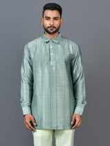 Designer Green Satin Short Kurta