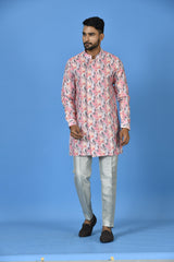 Designer Pink Silk Short Kurta