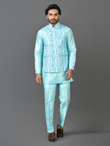 Kurta Jacket Set in Sea Green Colour