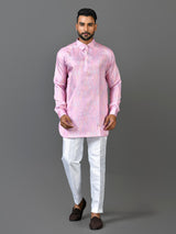 Designer Pink Satin Short Kurta