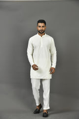 Short Kurta With Pant in Off white Colour