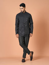 Kurta Jacket Set in Black Colour