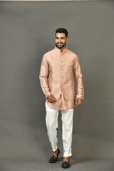 Designer Kurta Jacket Set In Peach