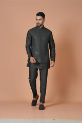 Kurta Jacket Set in Black Colour