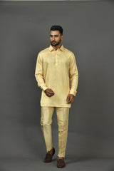 Designer Yellow Satin Short Kurta