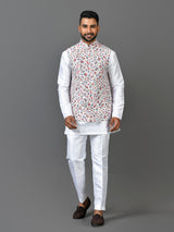 Designer Kurta Jacket Set In Multicolour