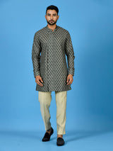 Designer Green Cotton Blend Short Kurta