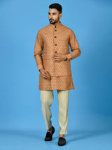 Designer Yellow Silk Kurta Jacket Set