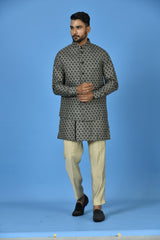 Designer Blue Silk Kurta Jacket Set