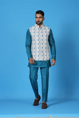 Kurta Jacket Set in Multicolor