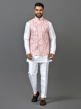 Designer Kurta Jacket Set In Peach