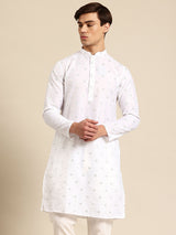 White Muslin Cotton Kurta Set