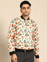 Floral Burst Polyester Bomber Jacket