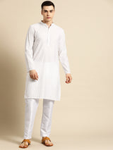 Pure White Silk Classic Kurta Set