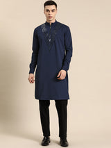 Navy Blue Viscose Rayon Kurta Set