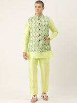 Lush Green Graceful Nehru Jacket Set