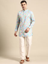 Festive Multicolour Cotton-Blend Kurta Set