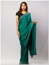 Green Santoon Saree With Sequence Blouse Piece.