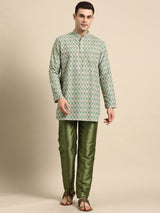 Fresh Green Cotton-Blend Kurta Set