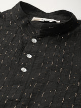 Refined Black Cotton-Blend Kurta Set