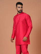 Designer Red Silk Short Kurta