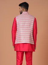 Kurta Jacket Set in Red Color