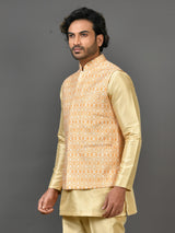Designer Yellow Silk Kurta Jacket Set