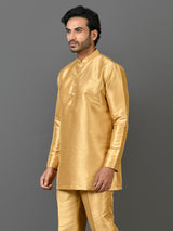 Designer Beige Silk Short Kurta