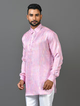 Designer Pink Satin Short Kurta