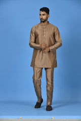 Short Kurta With Pant in Brown Colour
