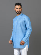 Designer Blue Satin Short Kurta