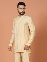 Designer Beige Cotton Blend Short Kurta