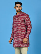 Designer Maroon Silk Short Kurta With Pant