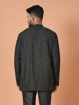 Designer Black Cotton Blend Short Kurta